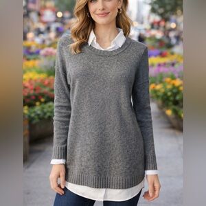 Acrobat Sweater Dress S Small 2 4 6 Silk Cashmere Gray Cream Long Sleeve